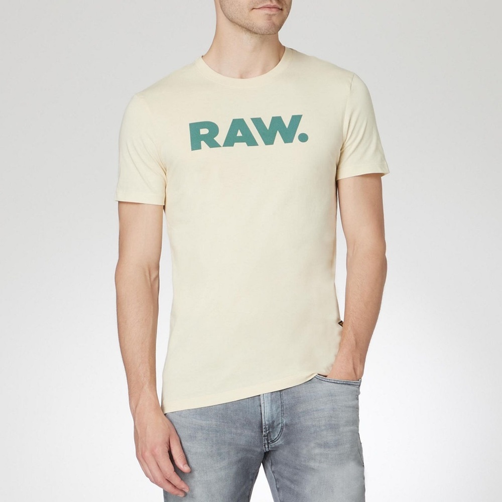G-Star Cream Tee with Green RAW Logo